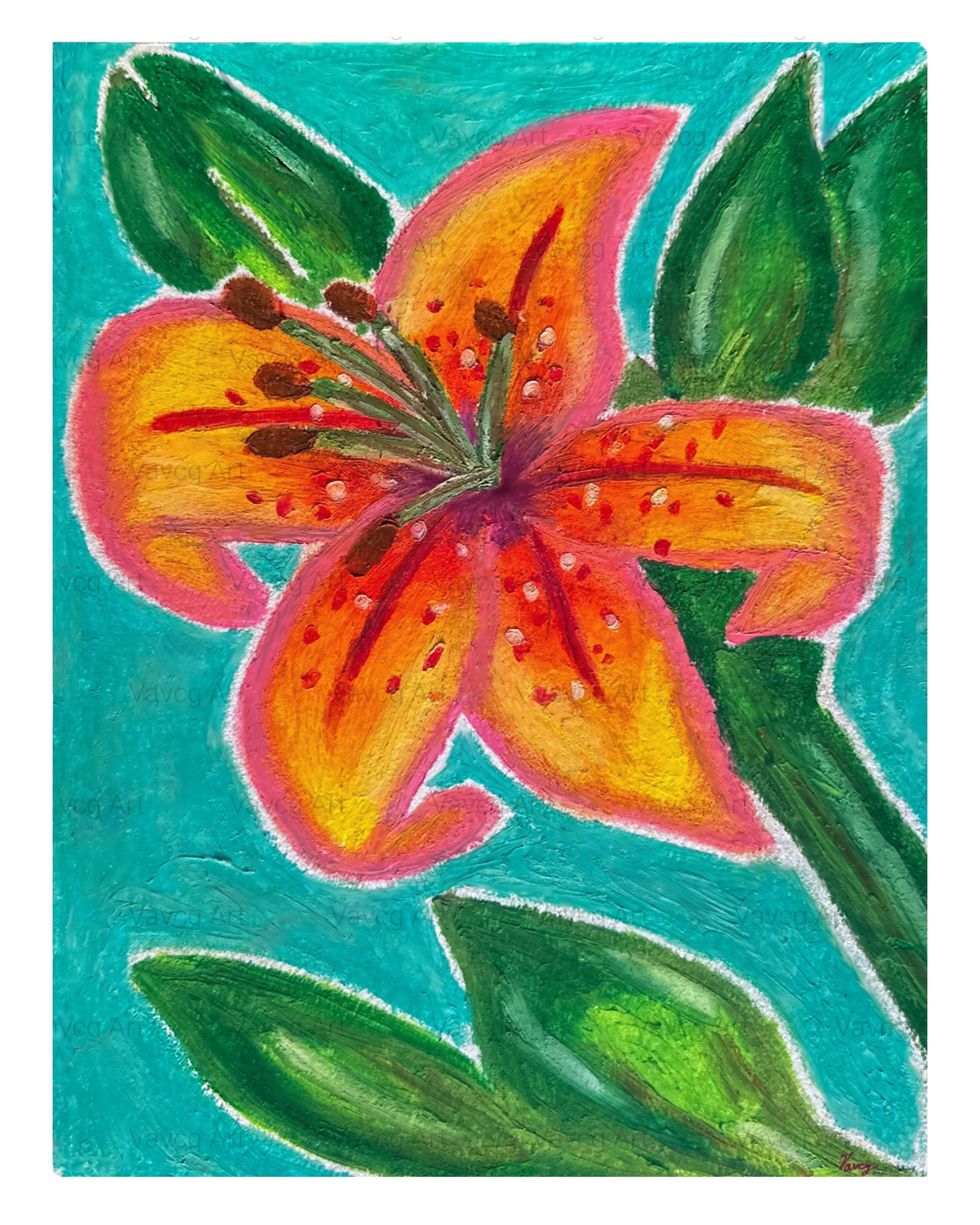 The Lily - Oil Pastel Print 8x10